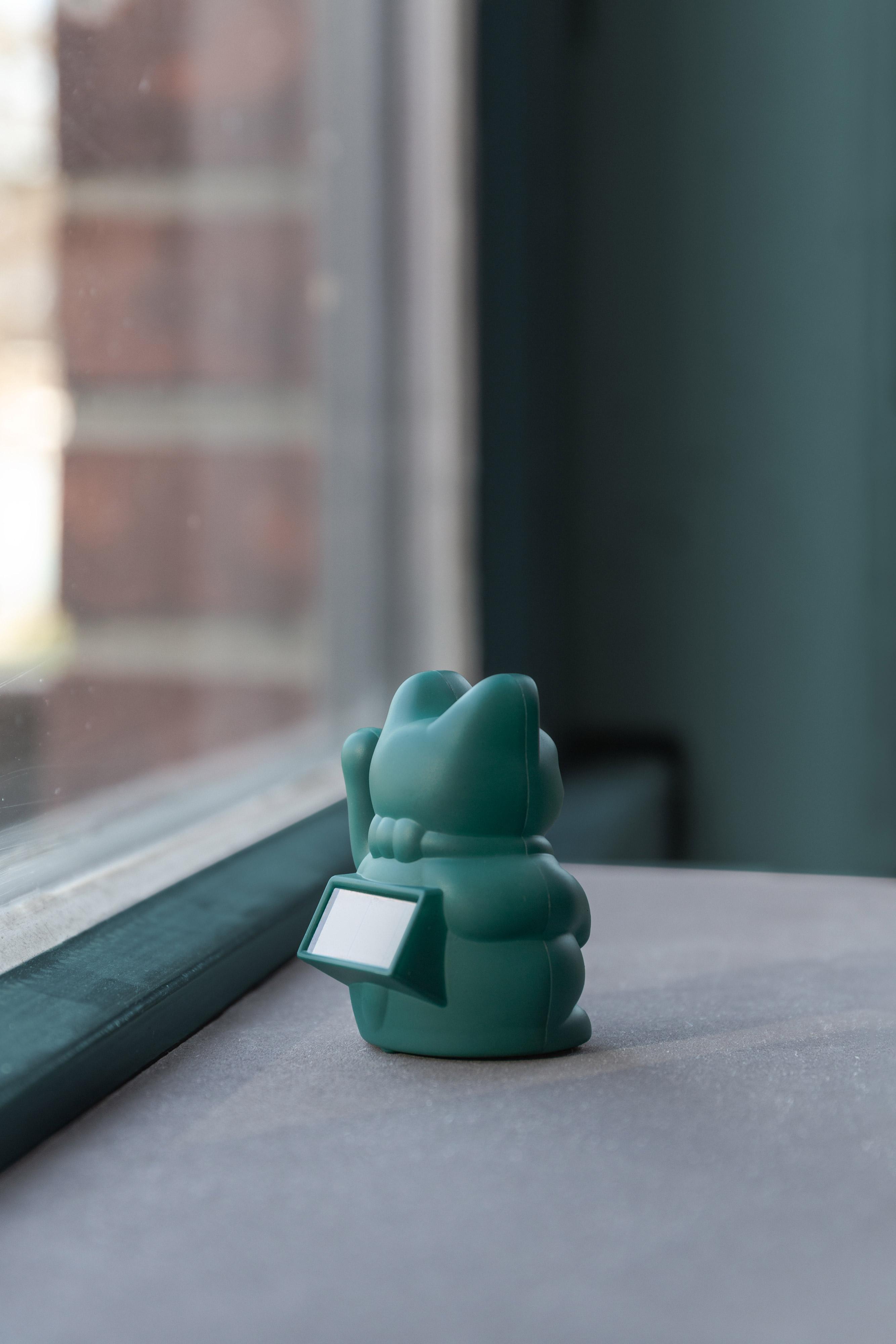 Solar Lucky Cat Winkekatze grün