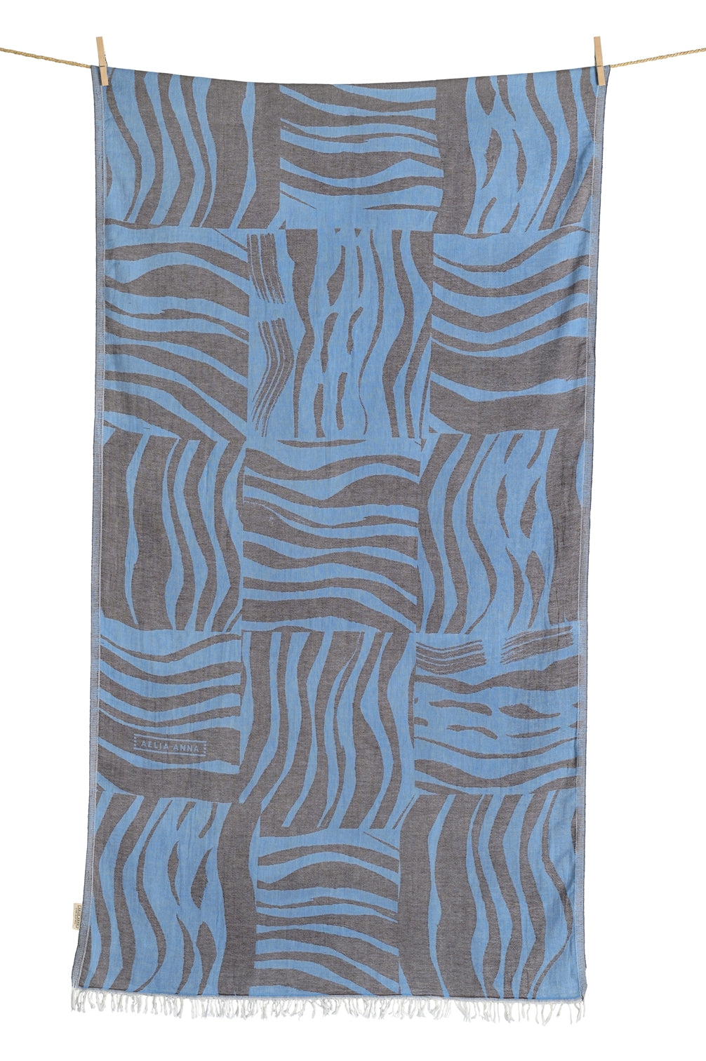 Beach Towel „Kithnos" Chocolate & Light Blue 90x180cm