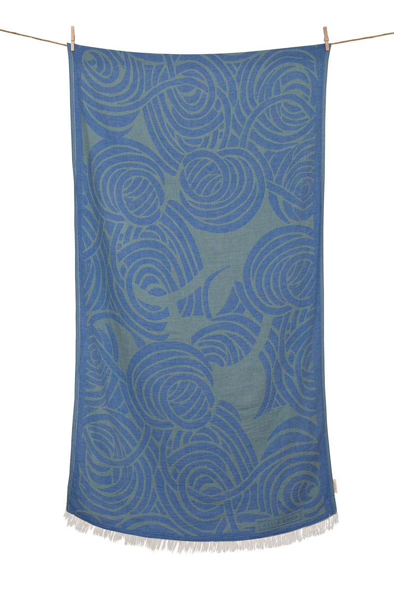Beach Towel „Matala" Pearl Blue & Eucalyptus 90x180cm