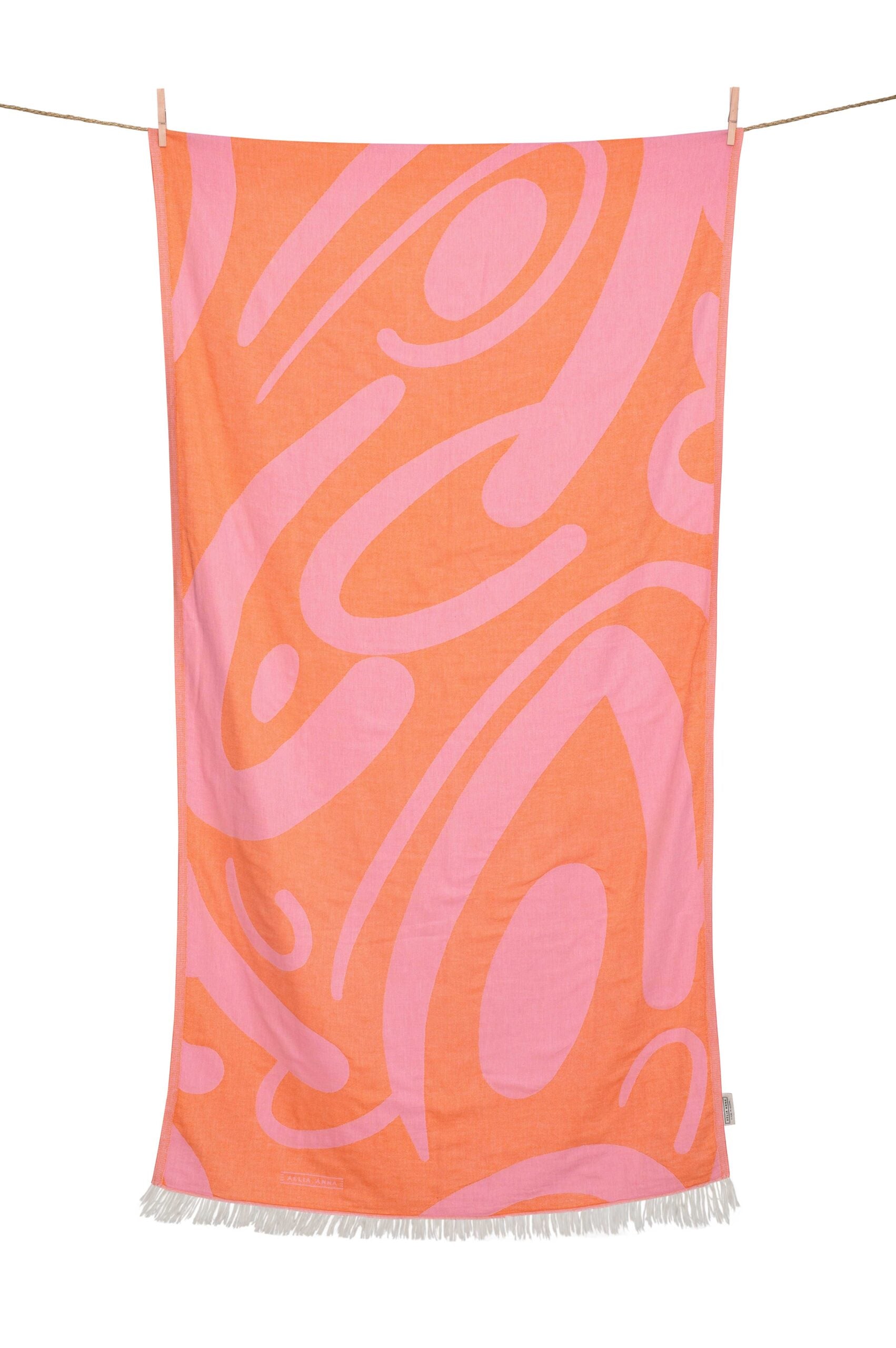 Beach Towel „Persefoni" Orange & Pink 90x180cm